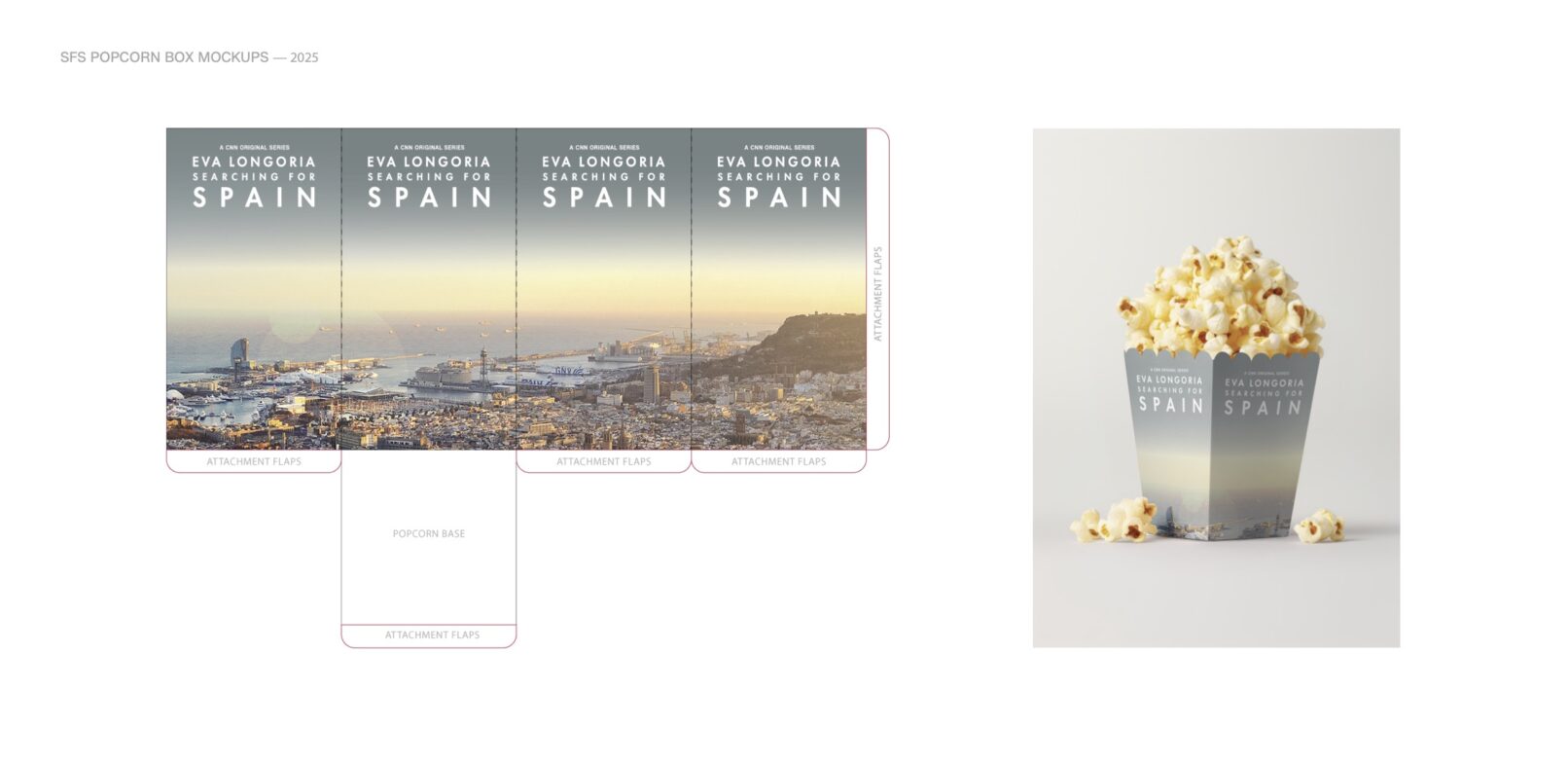 Eva Longoria Searching for Mexico popcorn box mockup