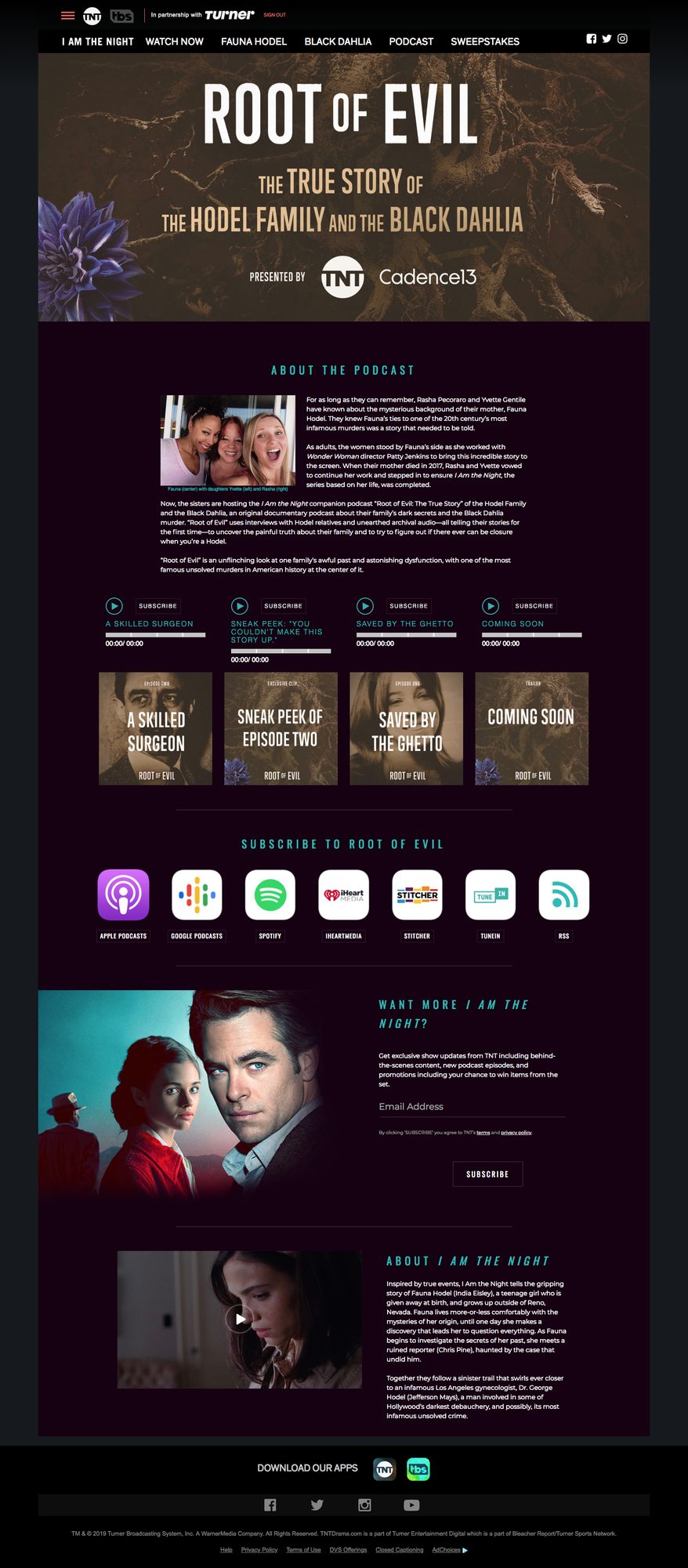 Screenshot of designed and executed IATNs' podcast page live on TNT website and on the show's page.