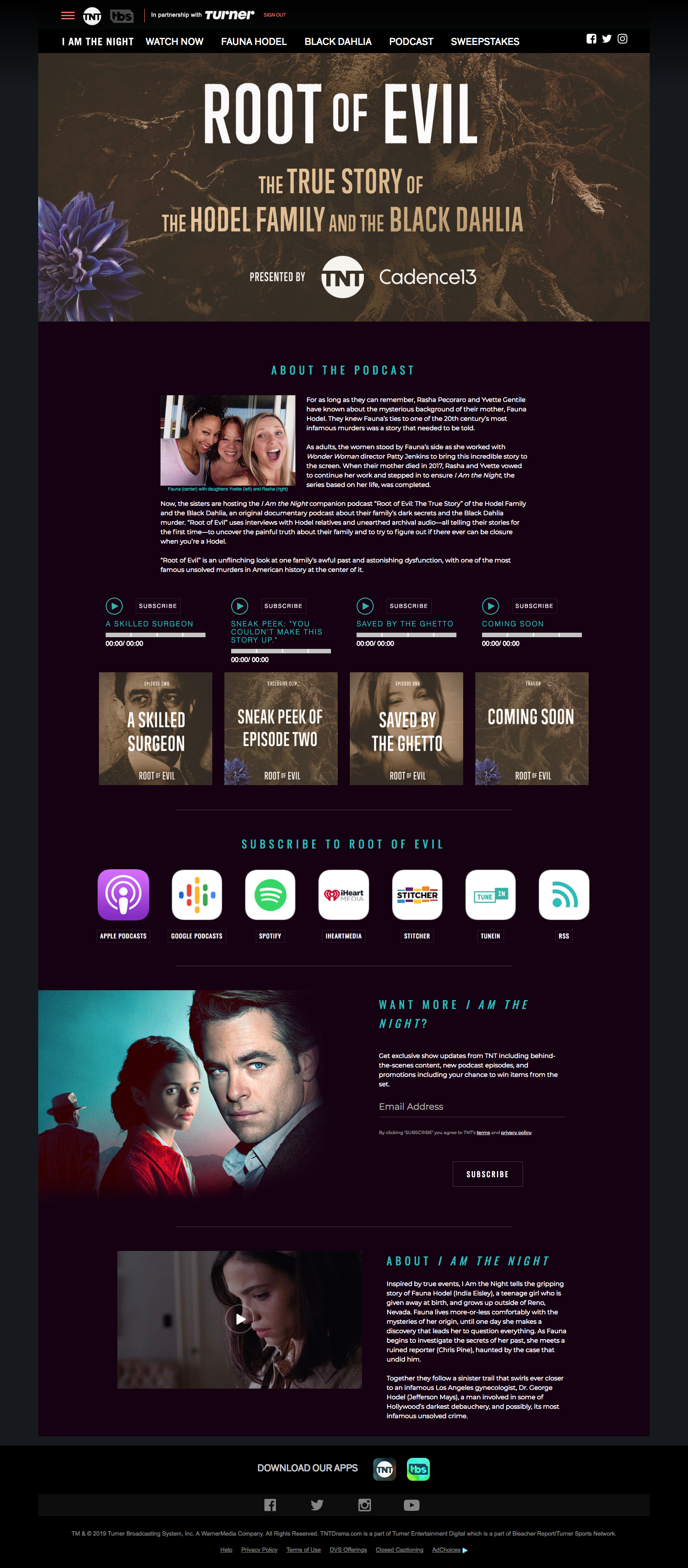 Screenshot of designed and executed IATNs' podcast page live on TNT website and on the show's page.
