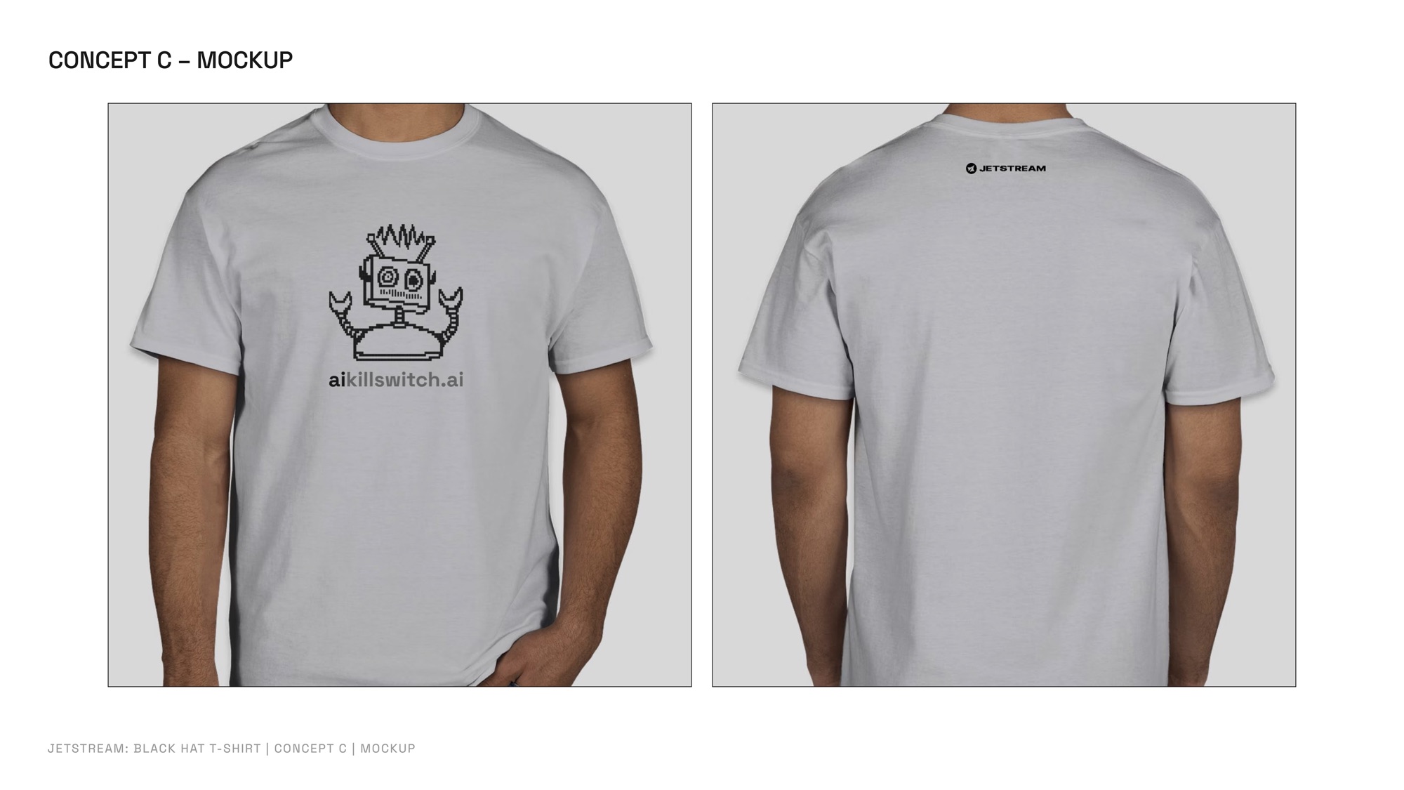 Concept C: front and back on a grey tee