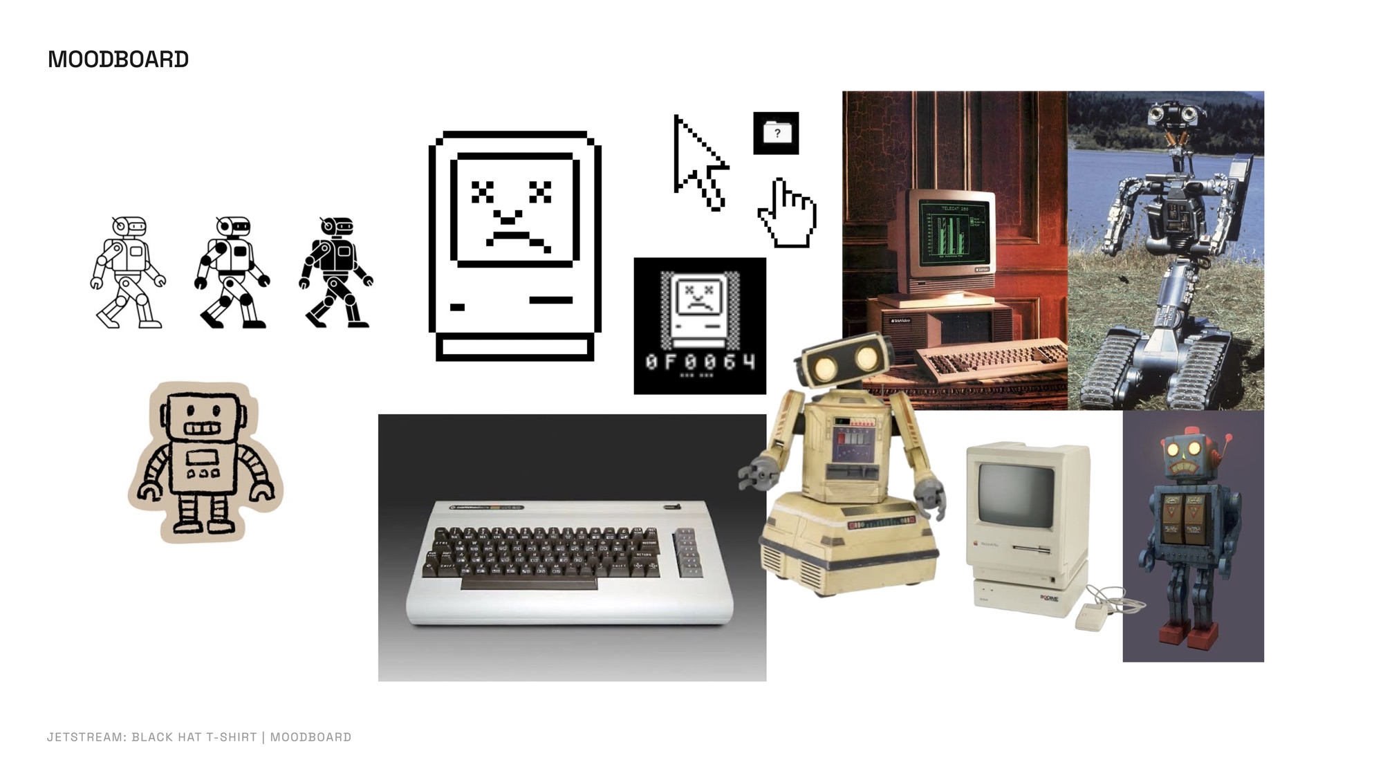 Moodboard: retro robots, 8-bit interfaces, and early home computers