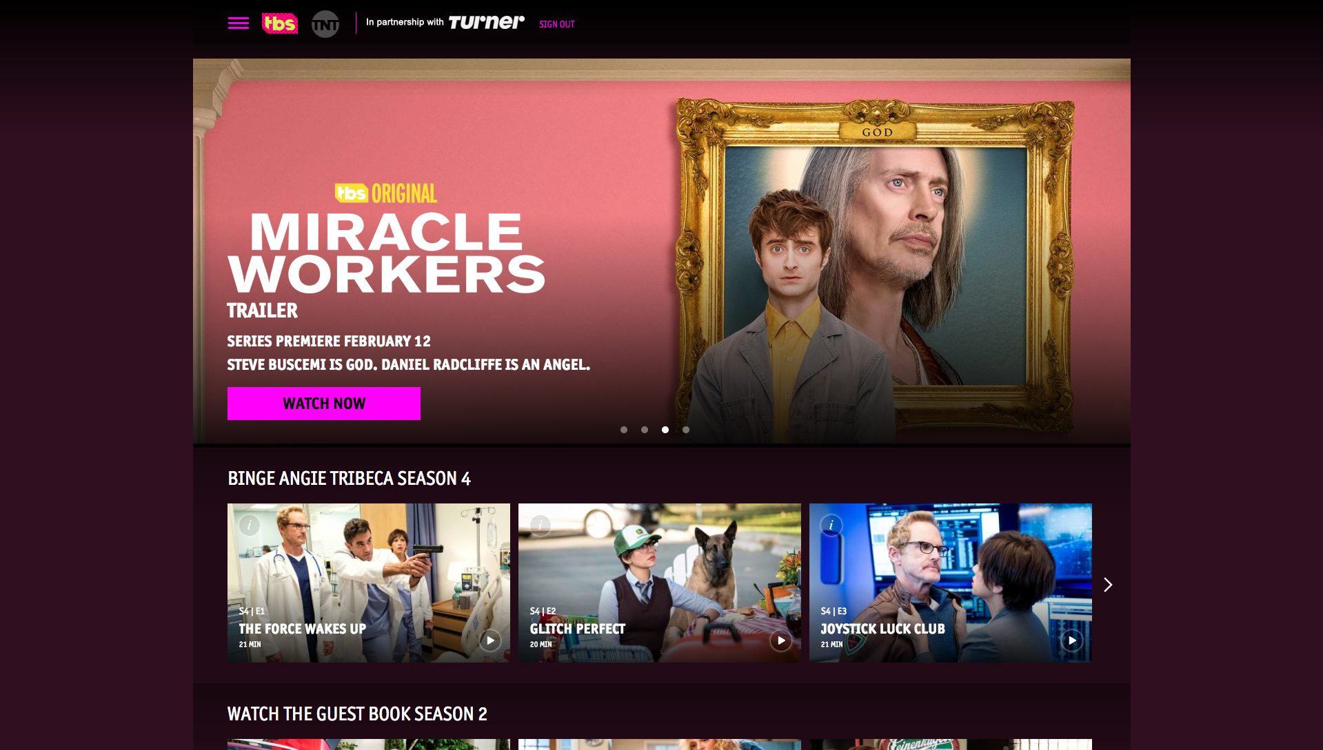 Screenshot of produced work live on the TBS website.